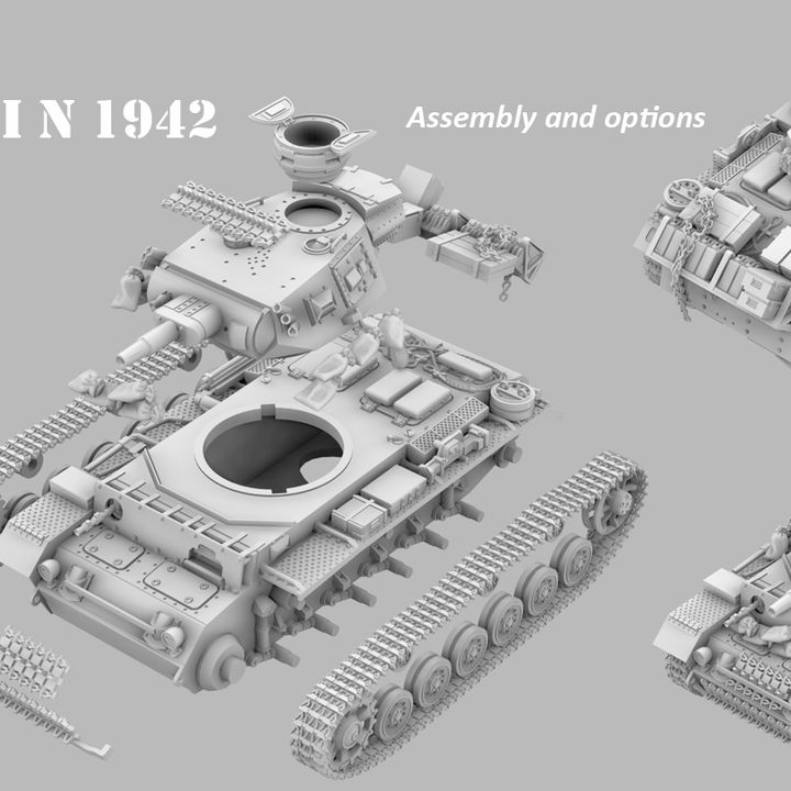 版画 Doppo 3D Printable Panzer III N early prod 1942, DAK/Europe/Winter